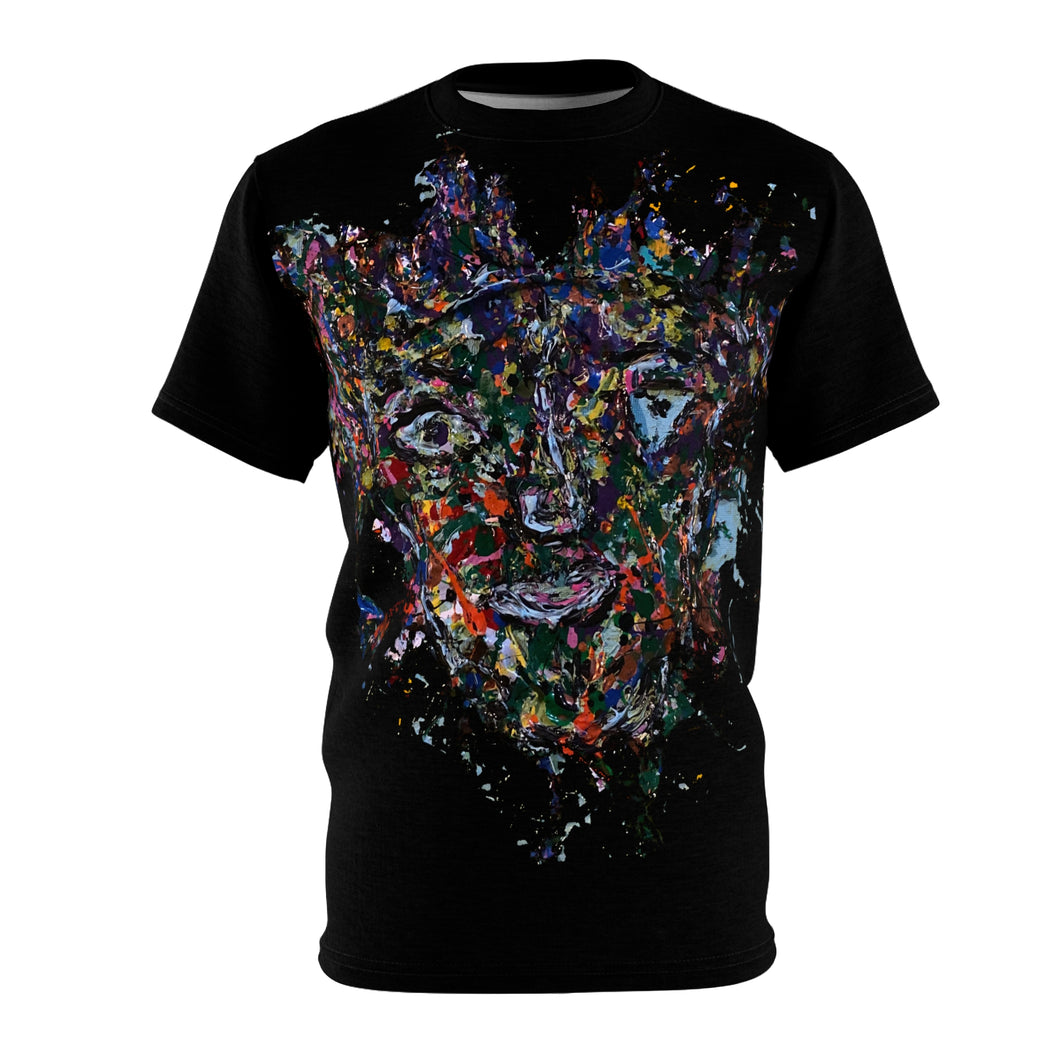 Artistic Unisex Cut & Sew Tee - Vibrant Abstract Face Design